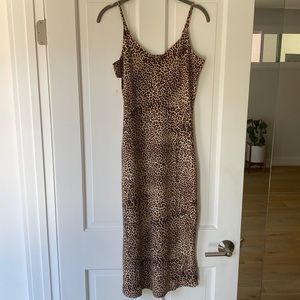 New Daily Ritual midi slip dress sexy leopard animal print a new day Zara S